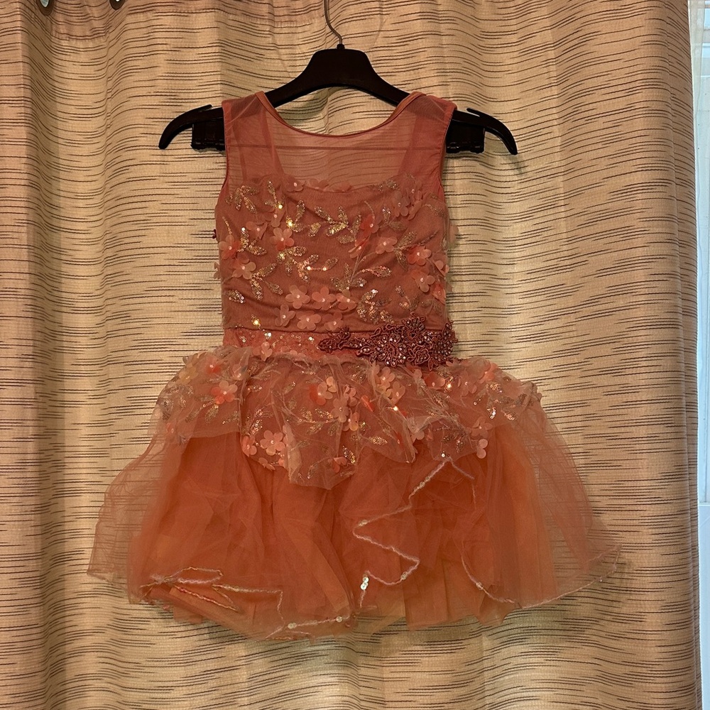 Weissman Coral Tulle Flower Appliqué Costume Dress